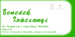 benedek kopcsanyi business card